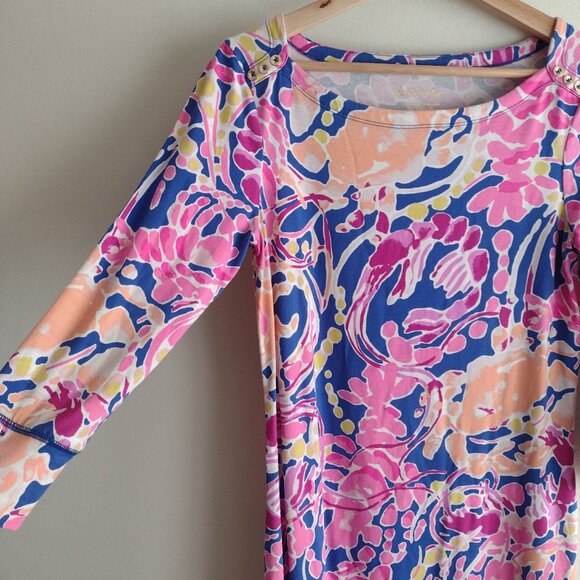 Lilly Pulitzer Sofie Dress M Catch and Release Floral Print Stretch UPF 50 - Picture 5 of 10